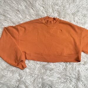 Gymshark Cropped Crew Neck Sweater - Oversized- Orange - Size XS
